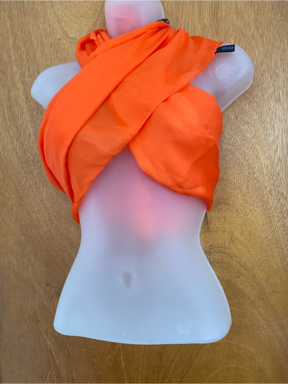 Bright Orange Silk Scarf Wrap - Unbranded